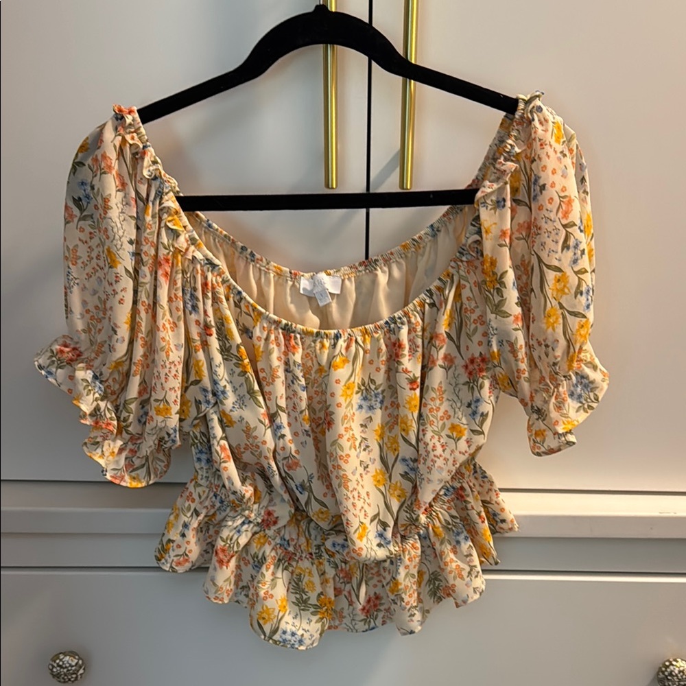 Floral Off-Shoulder Peplum Top
